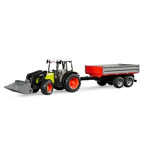 Traktor - Claas Nectis 267F, elülső rakodóval, pótkocsival - Bruder 2112