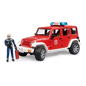 Tűzoltókocsi - Jeep Wrangler, tűzoltó bábuval - Bruder 2528