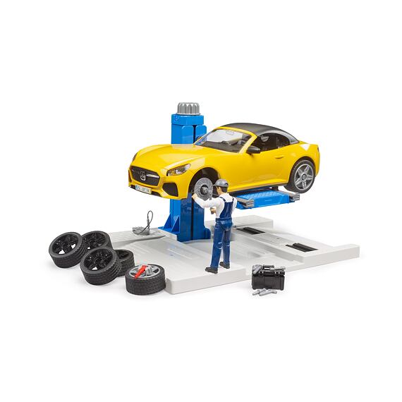 Szervizállomás, roadster és szerelő - Bruder 62112
